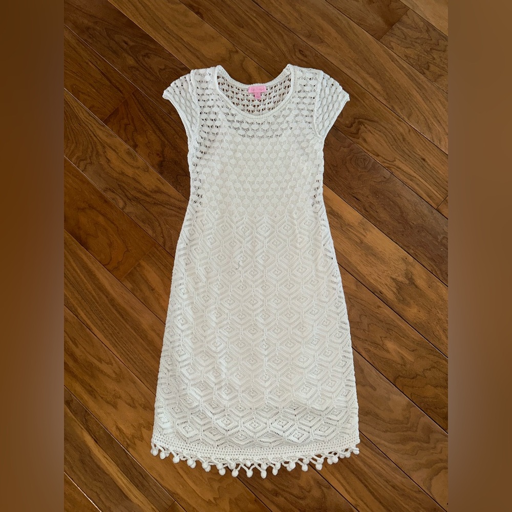 Lilly Pulitzer White Sheath Midi Dress with Flutter Cap Sleeves